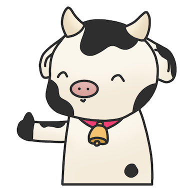 An image of Bessy the cow flashing a thumbs up, signifying the easy to use aspect of Bessy